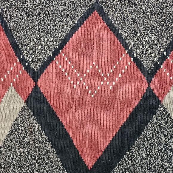 VTG men's Izod grandpa argyle plaid sweater rust black gray size Large - Picture 5 of 5